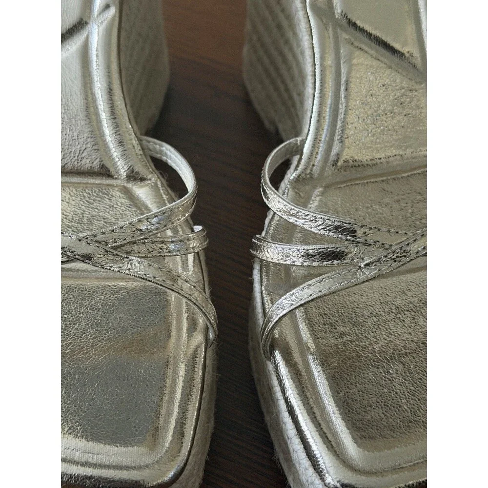 Zara Gold Metallic Espadrille Wedge Sandals Women's Size 9 Strappy Platform - Picture 12 of 12